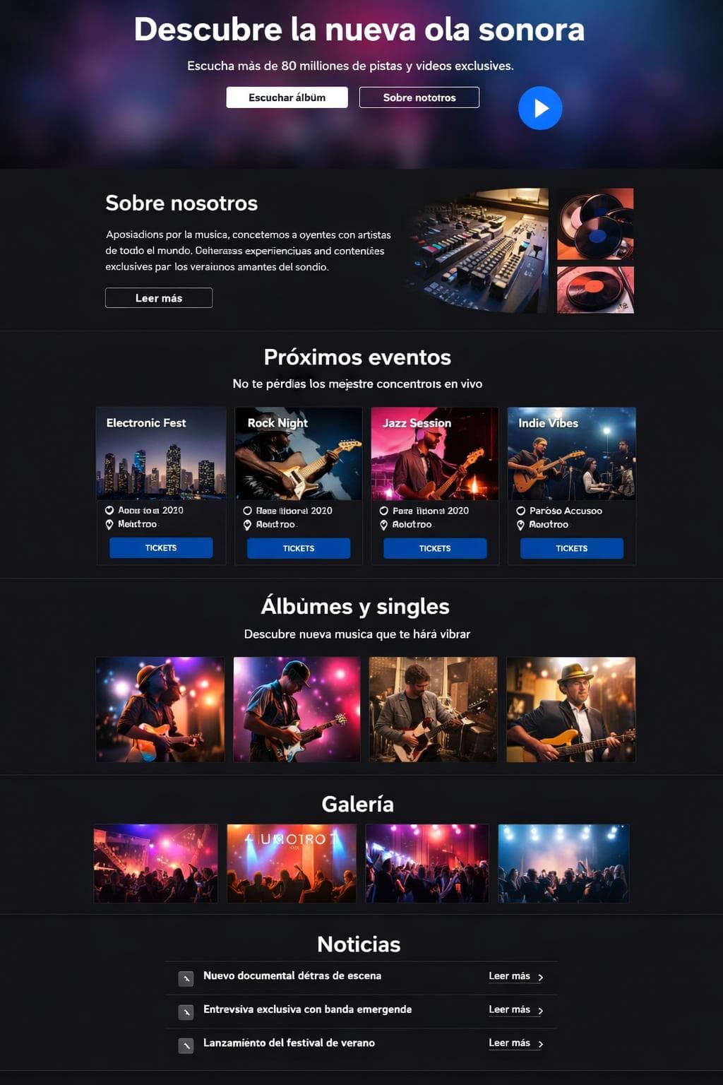 Sonorika Studios — vista previa del theme
