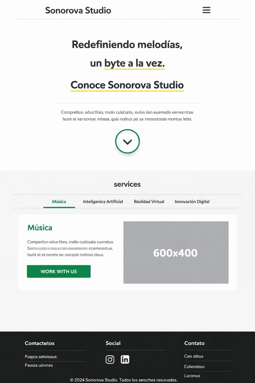 Sonorova Studio — vista previa del theme