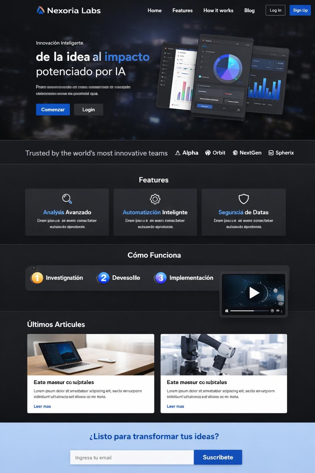 Stack Lumen — vista previa del theme