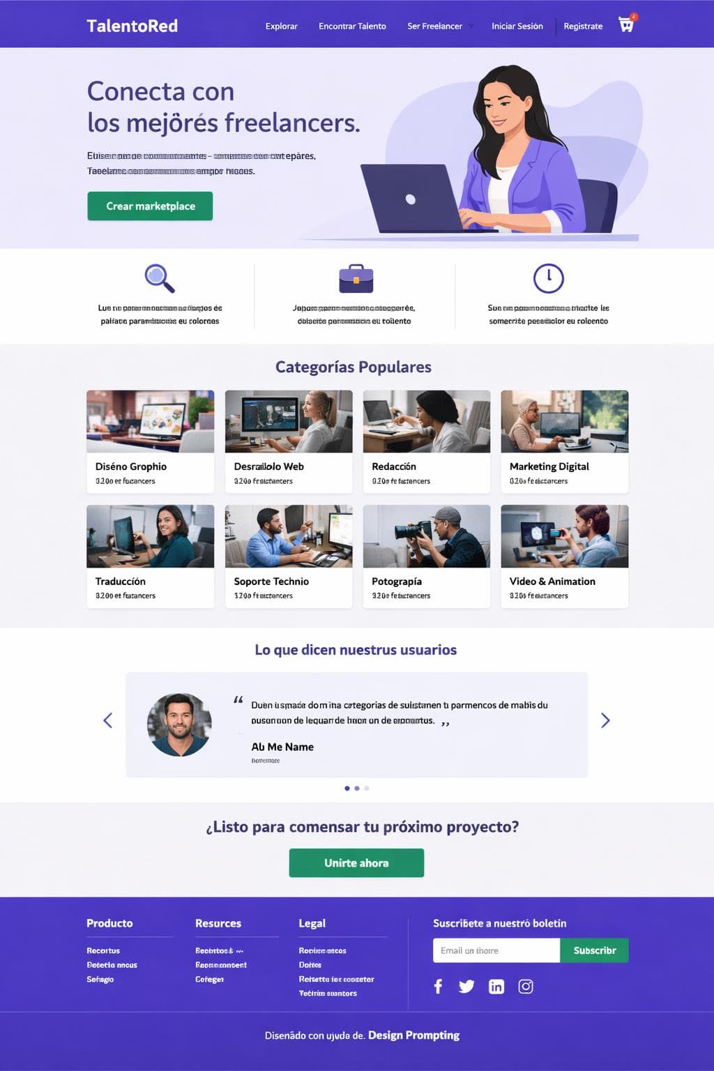 TalentoRed — vista previa del theme