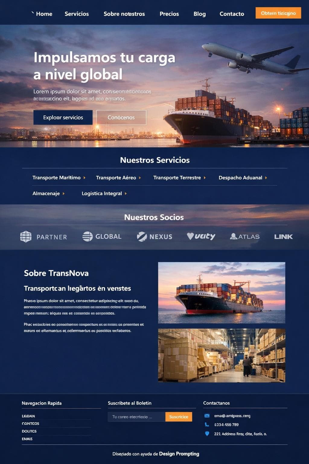 TransNova — vista previa del theme