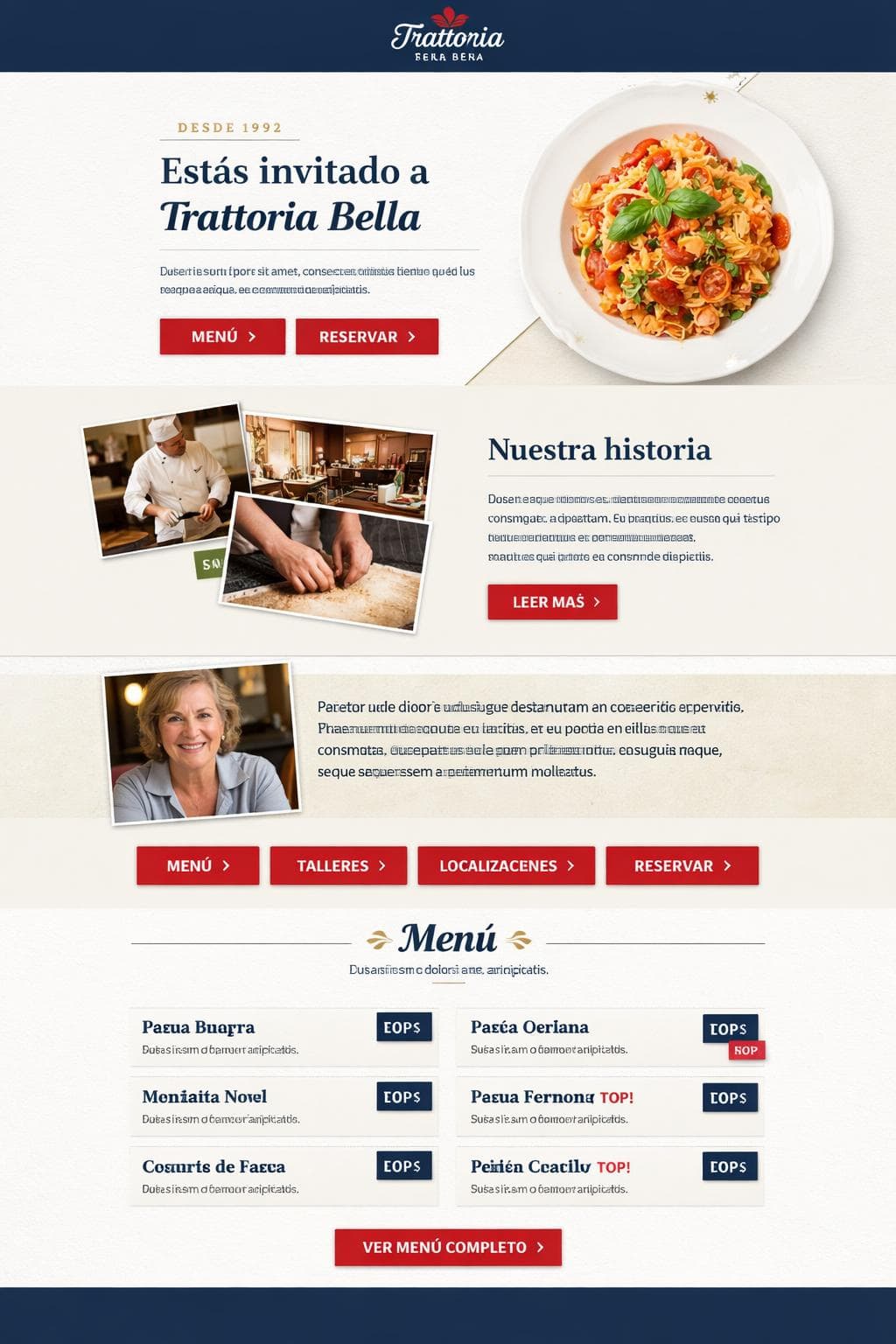 Trattoria Bella — vista previa del theme