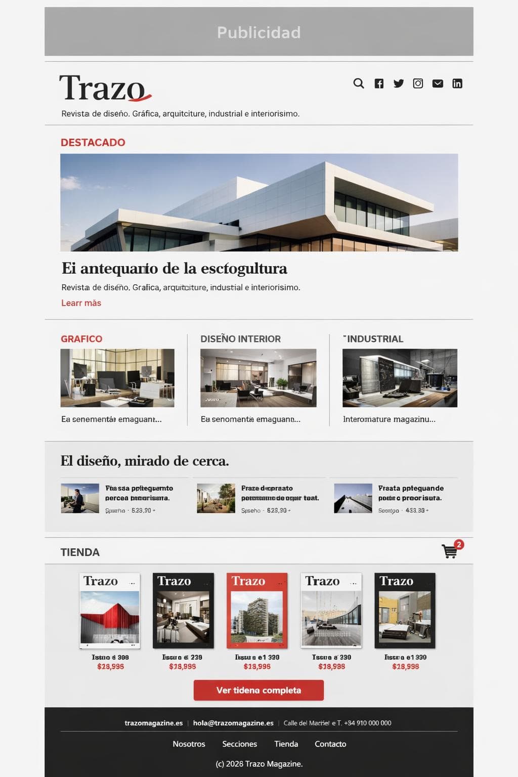Trazo Magazine — vista previa del theme