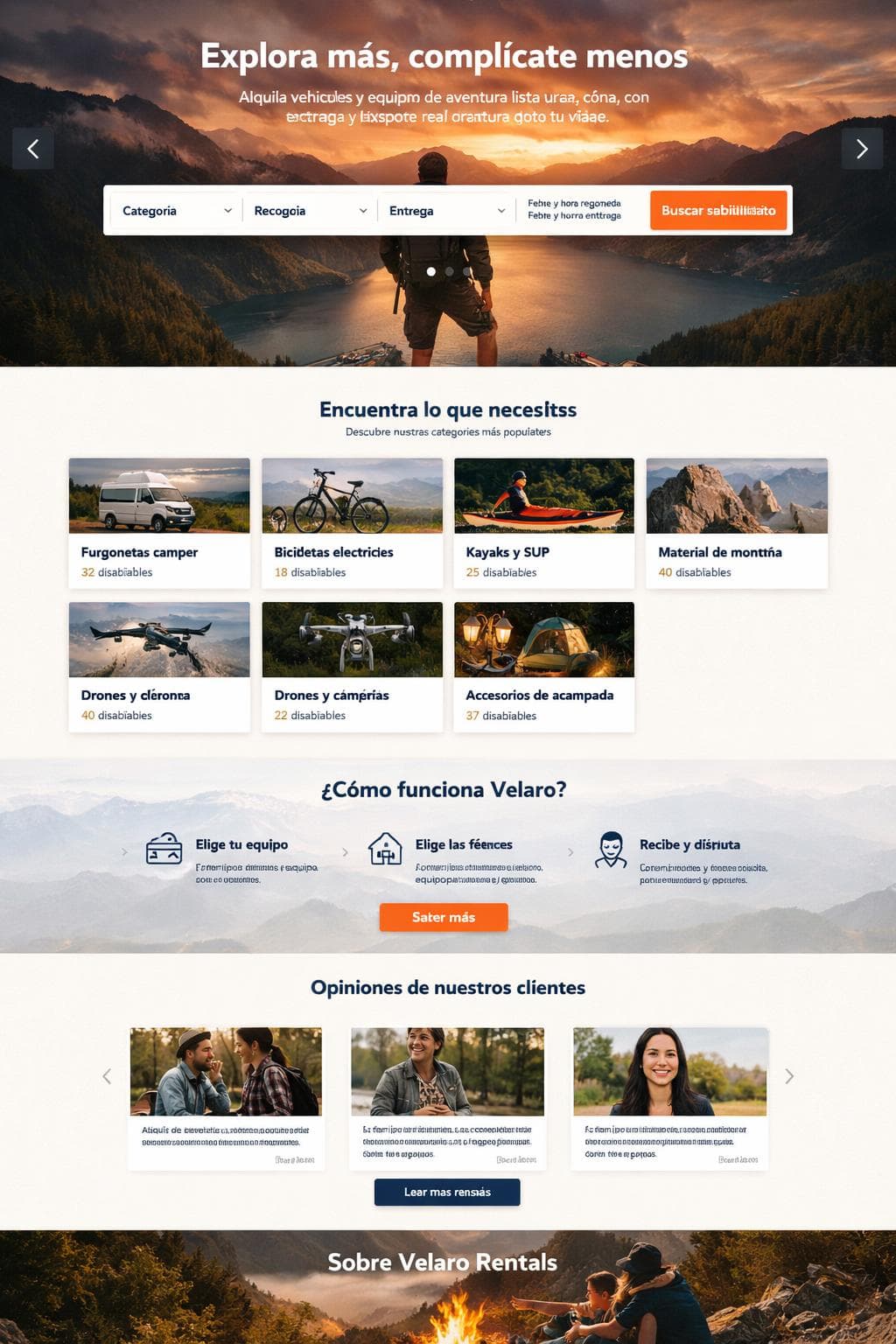 Velaro Rentals — vista previa del theme