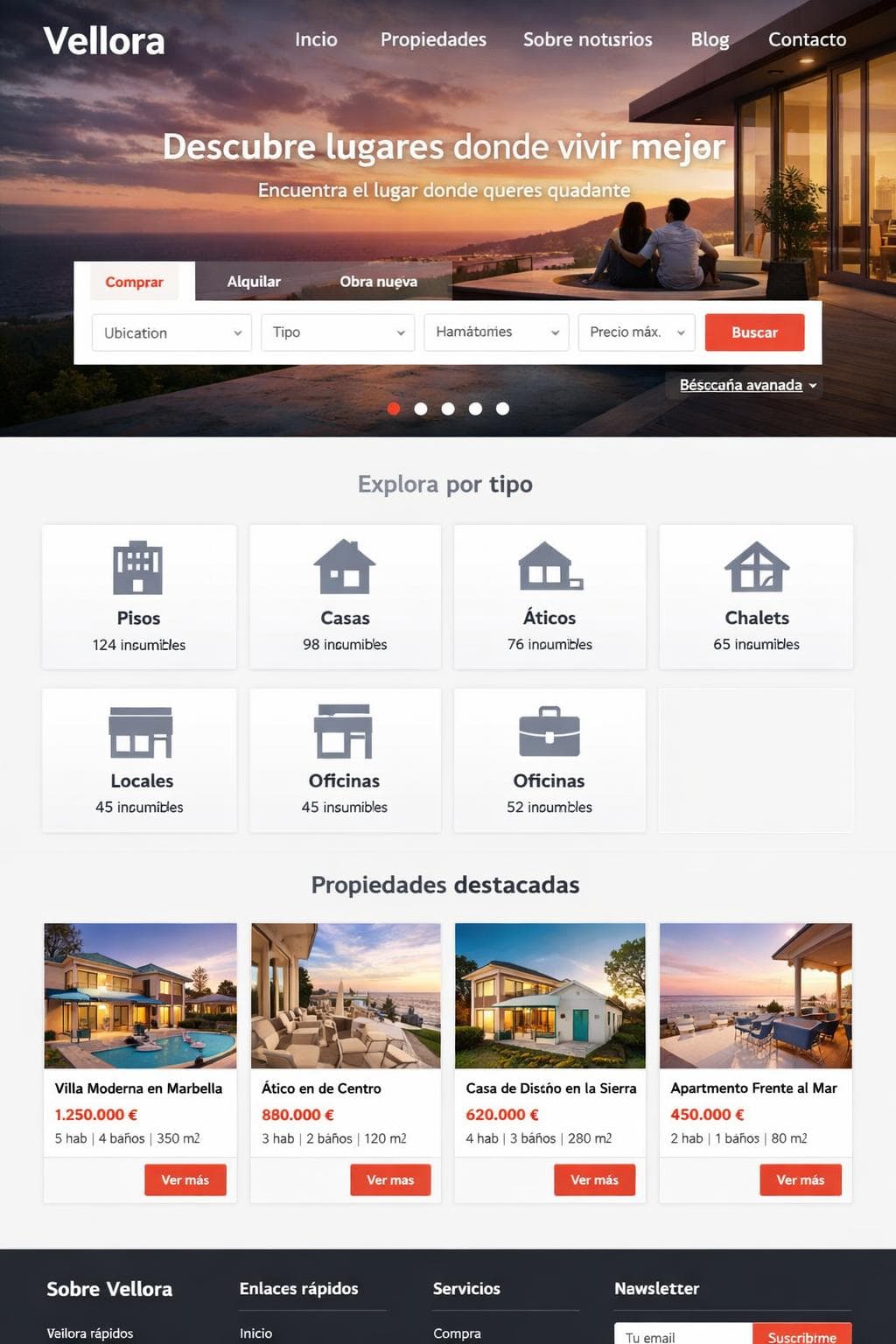 Vellora Estates — vista previa del theme