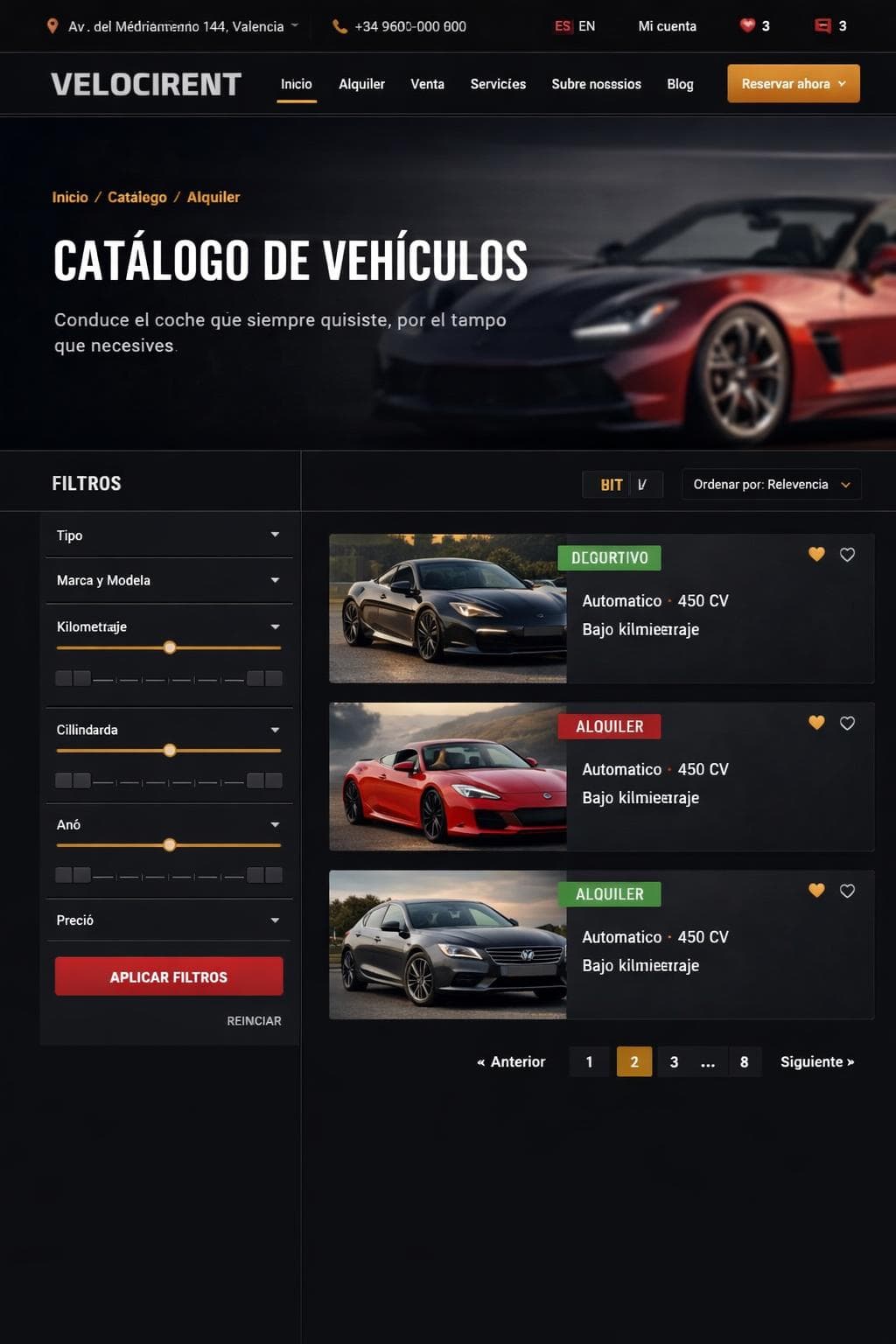Velocirent Motors — vista previa del theme