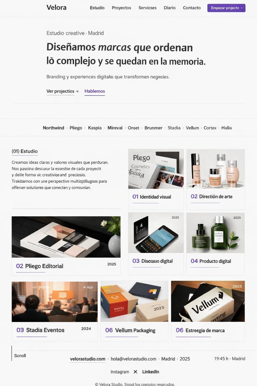 Velora Studio — vista previa del theme