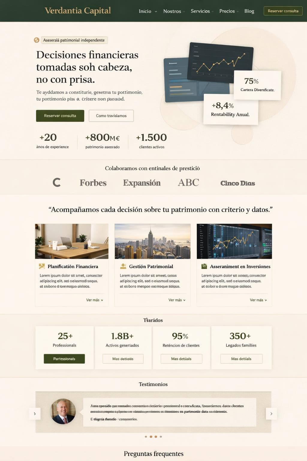 Verdantia Capital — vista previa del theme