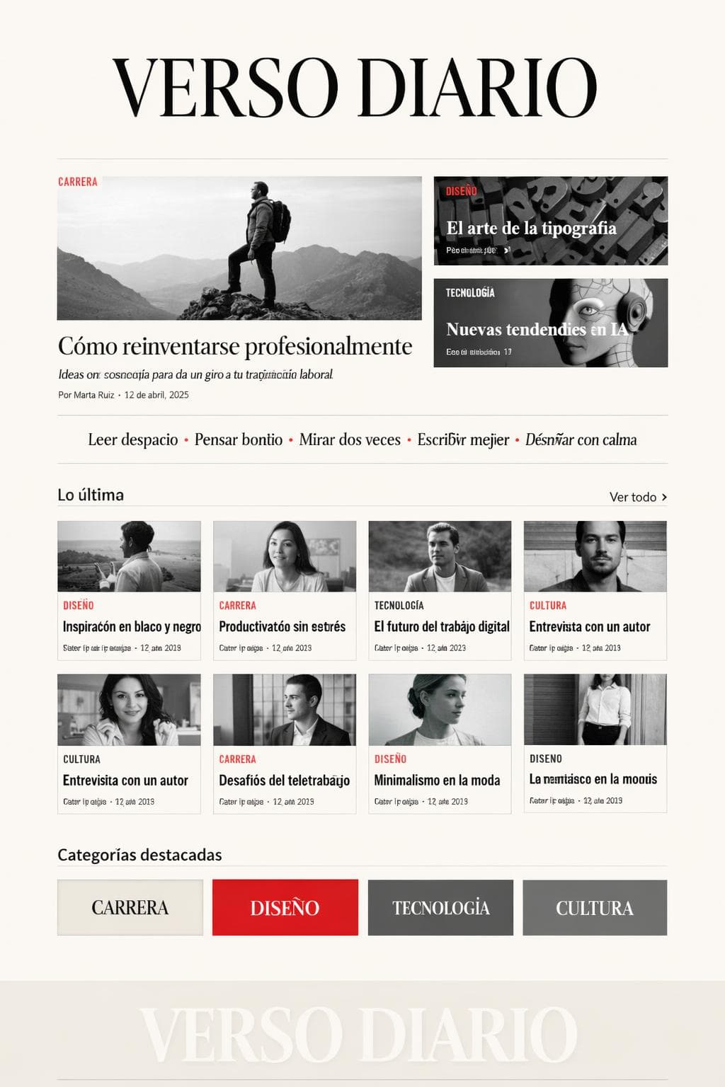Verso Diario — vista previa del theme