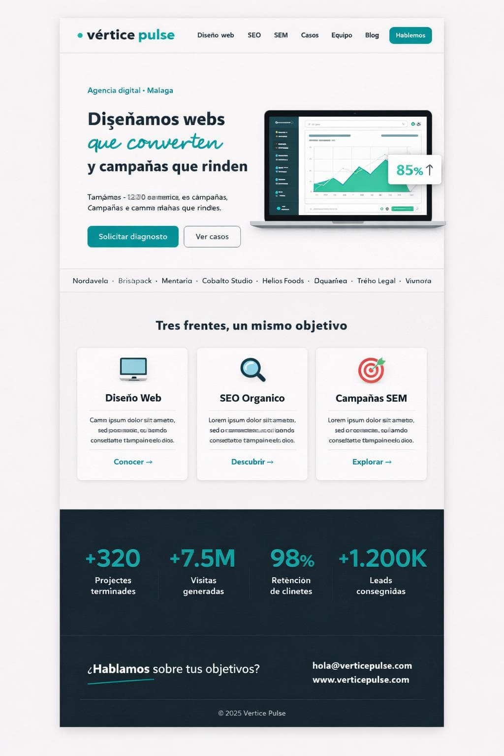 Vértice Pulse — vista previa del theme