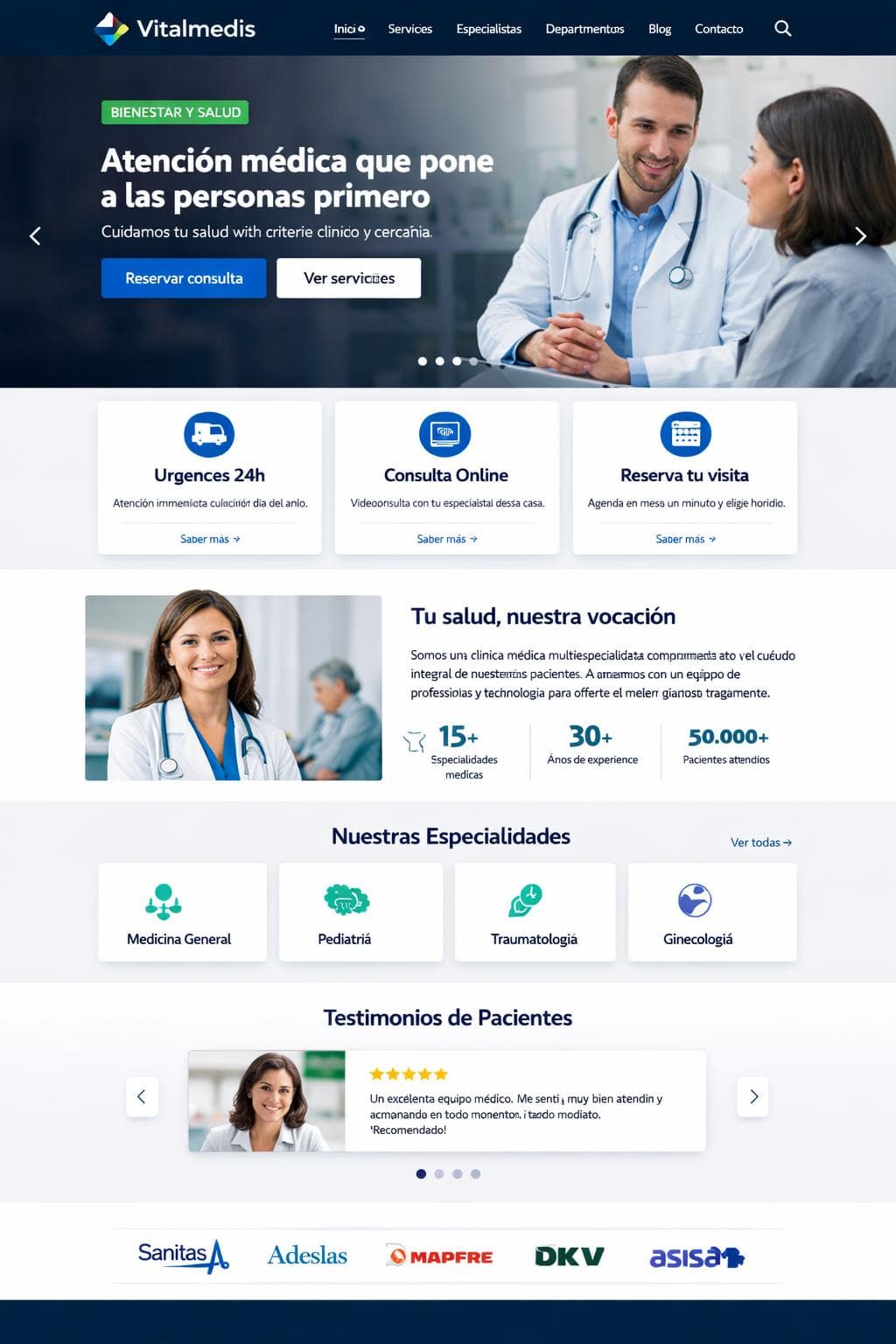 Vitalmedis Clínica — vista previa del theme