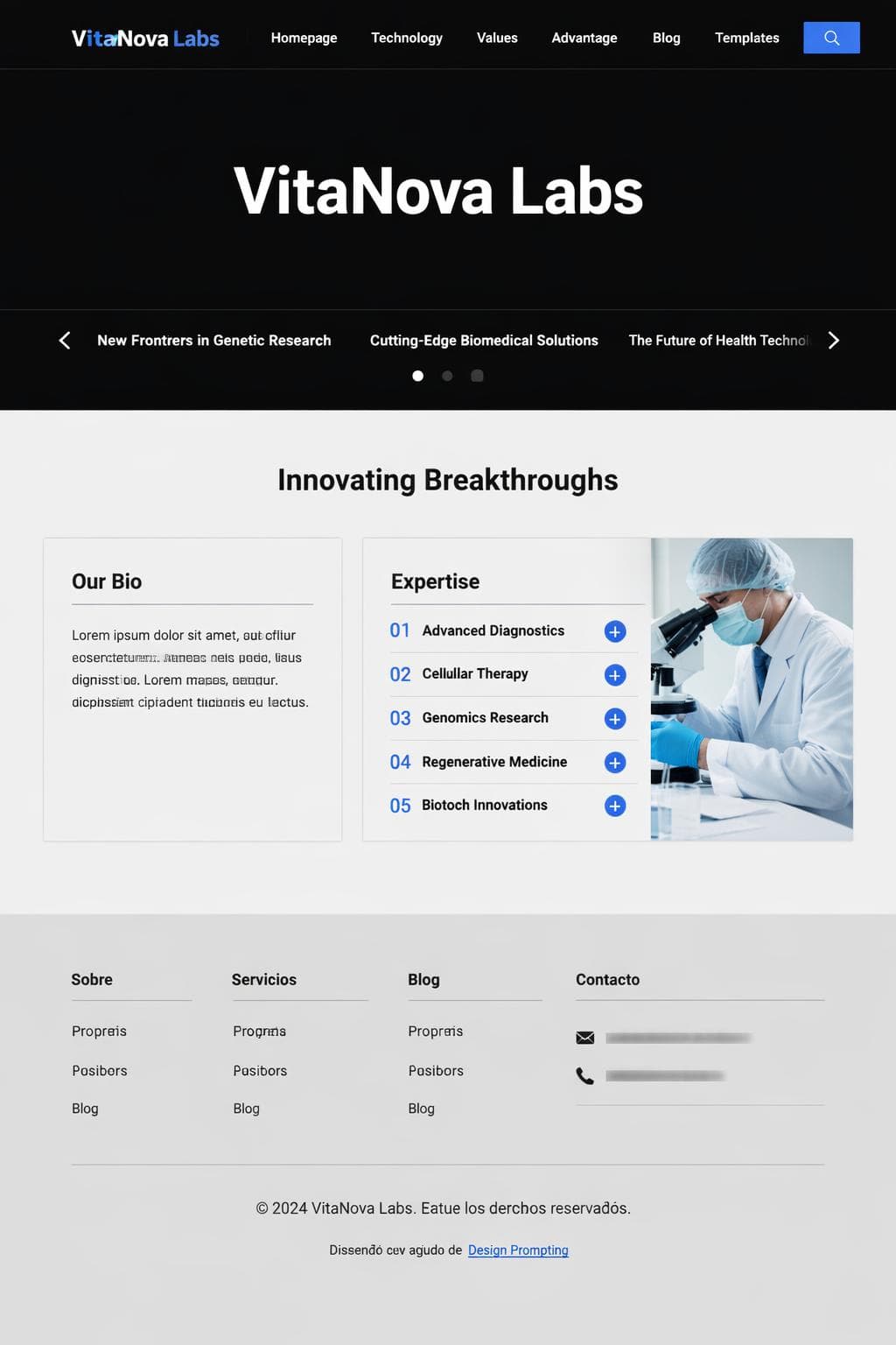 VitaNova Labs — vista previa del theme