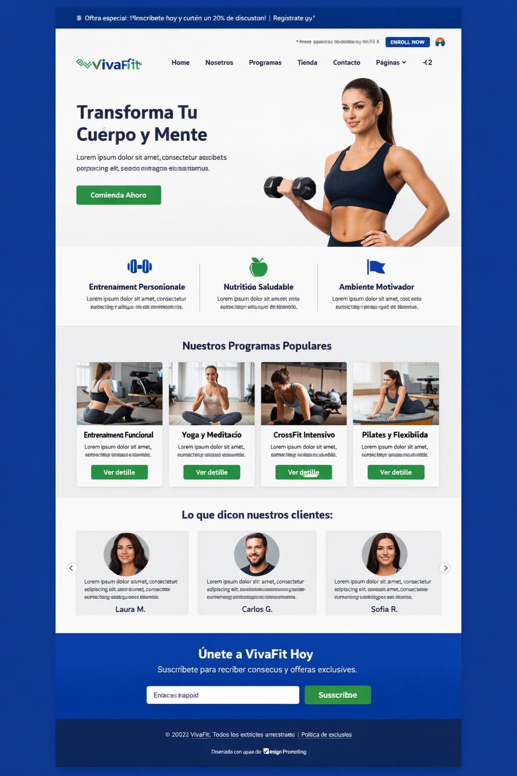 VivaFit — vista previa del theme
