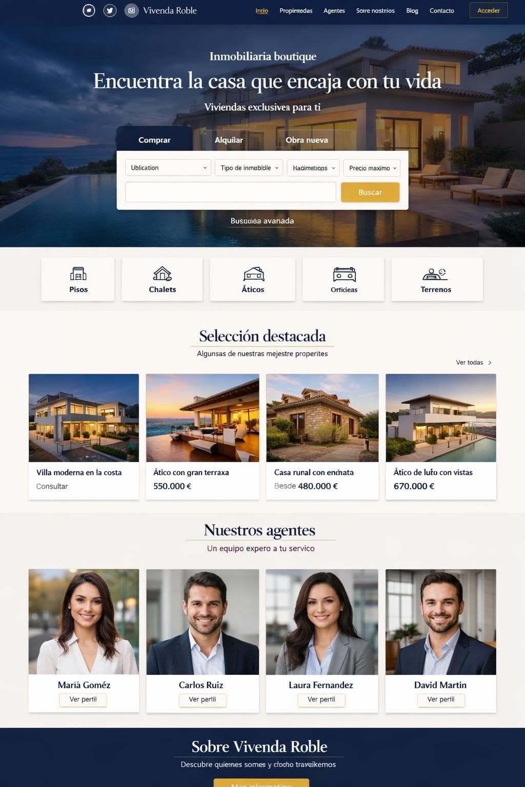 Vivenda Roble — vista previa del theme