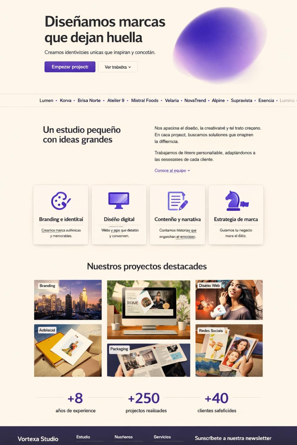 Vortexa Studio — vista previa del theme