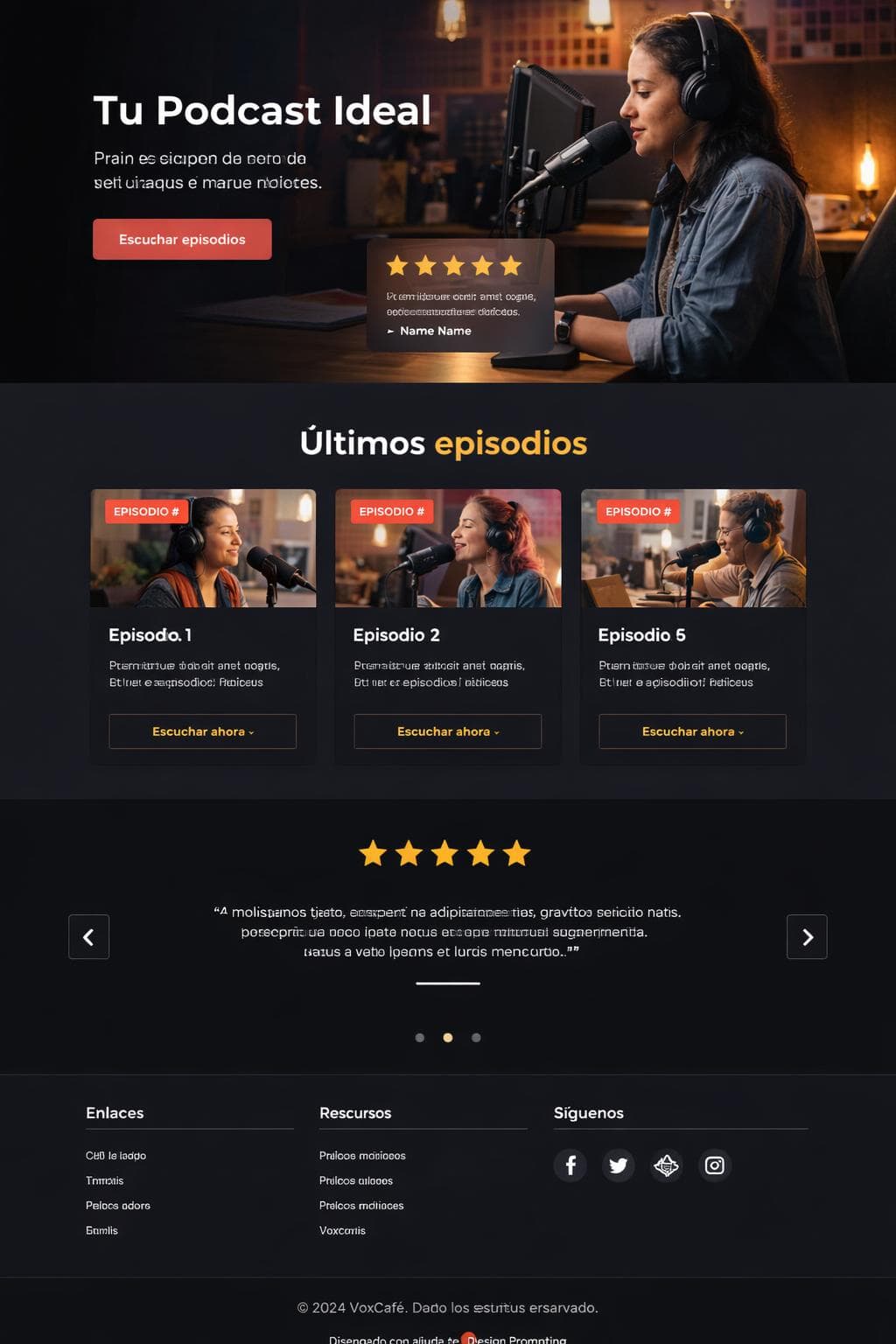 VoxCafé — vista previa del theme
