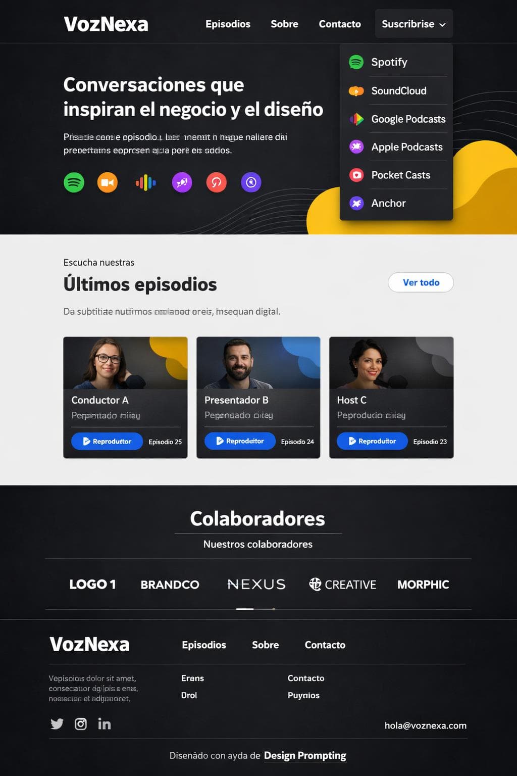 VozNexa — vista previa del theme