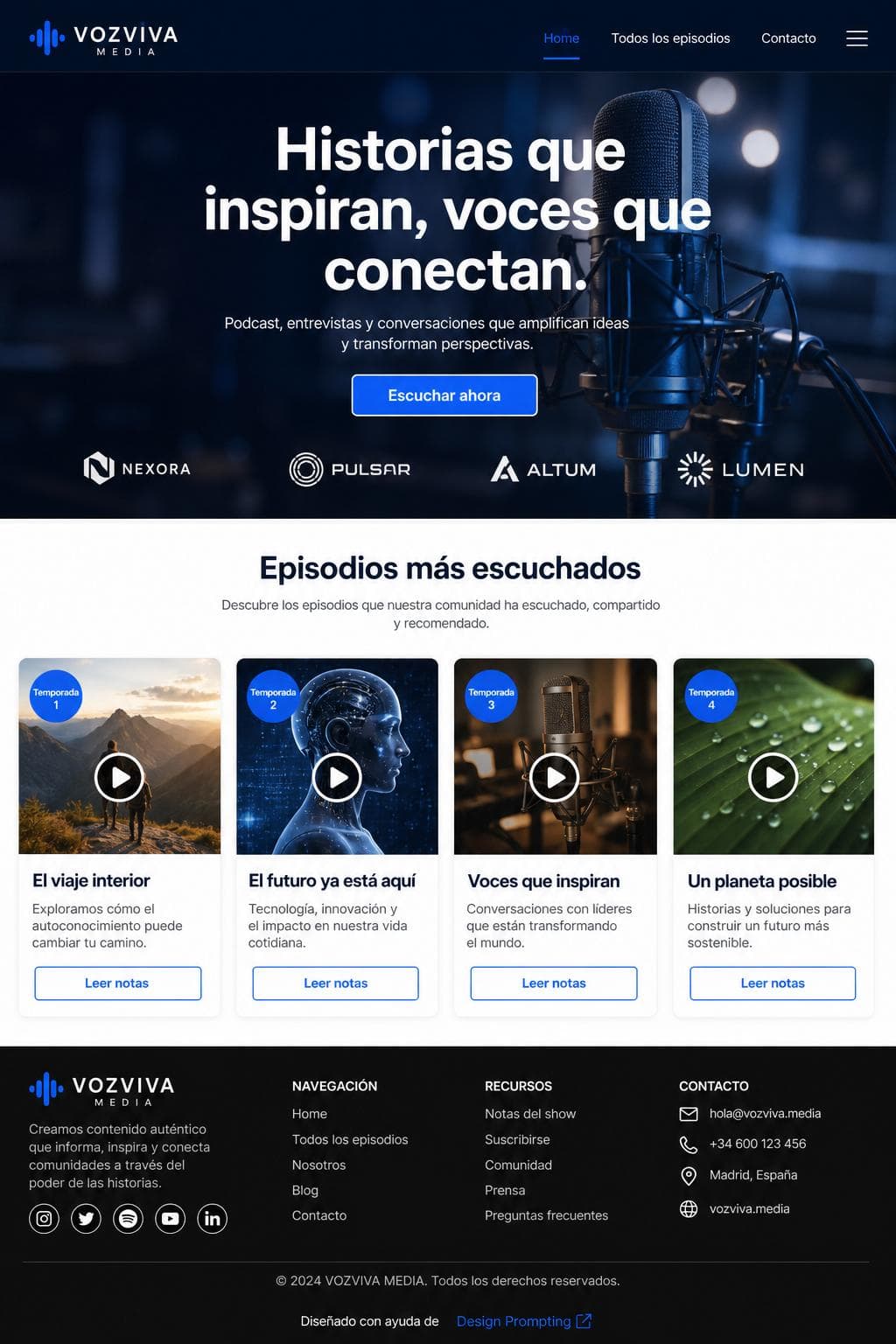 VozViva Media — vista previa del theme